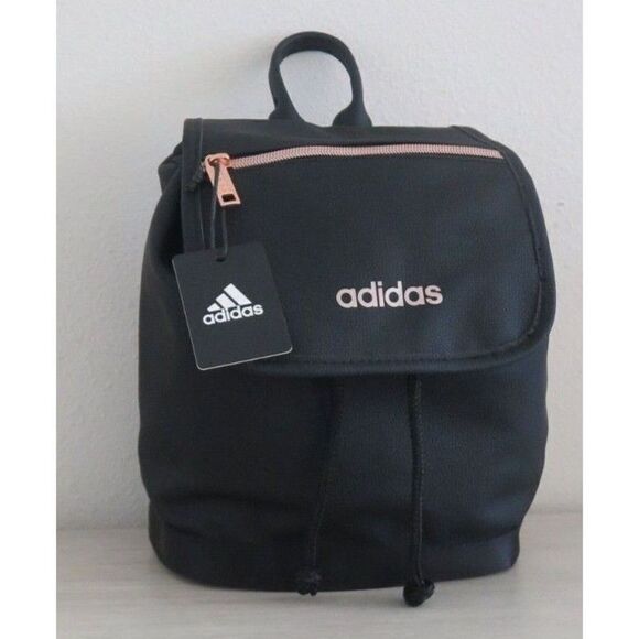 adidas 5150804 Unisex Black/Rose Gold PU Leather Mini Backpack - Picture 1 of 11